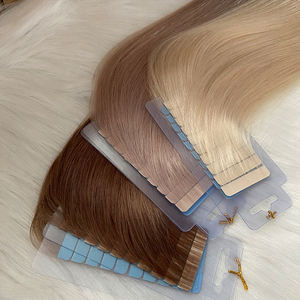 100% 人头马处女头发直发双拉皮肤聚氨酯纤细头发延伸带纤细聚氨酯胶带隐形头发延伸 - Product Image 1