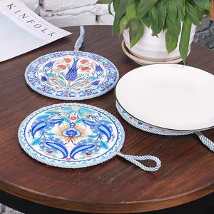 Nouveaux napperons en céramique de style chinois-Tapis de pot à corde suspendus ronds de 16cm, tapis de <span class=keywords><strong>plaque</strong></span> résistants à la chaleur, tapis de table thermo-isolants - Product Image 2
