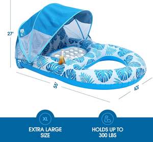 JOSEN - Flotteur gonflable de piscine moderne en PVC robuste avec auvent UPF50+ - Chaise longue pour adultes avec porte-gobelet et dossier - Product Image 2