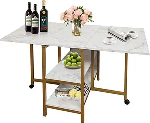 Folding Wall Table Dining Table With 2 Storage Open Shelf Drop Leaf Extension Kitchen Table Compact Folding Computer Desk