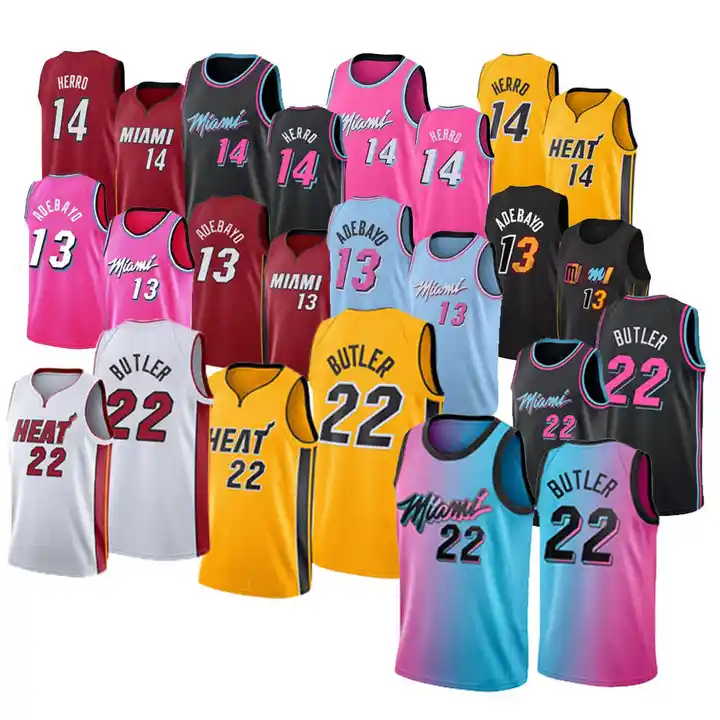 Source New Product Miami City Heat Blue Pink City Edition 13 Bam Ado 14  Tyler Herro 22 Jimmy Butler Vice 2020-21 Jersey on m.
