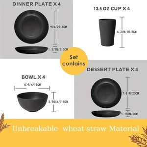 16 Piece Beige <b>Dinnerware</b> <b>Set</b> Round Plates Bowls Cups Microwave Safe Tableware Gift <b>Set</b> - Product Image 4