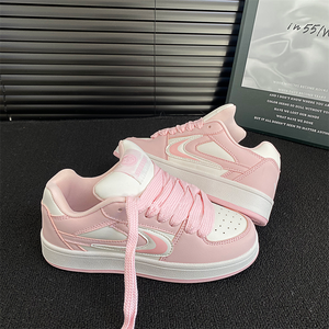 Chaussures Décontractées de Skateboard Roses Épaisses Polyvalentes à <span class=keywords><strong>Plateforme</strong></span>, Antidérapantes, à Lacets, Confortables - Product Image 5