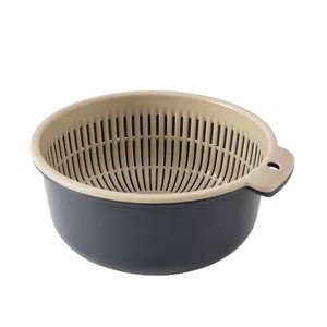 Thickened Round Double Layer Drain Basket Set Kitchen Vegetable Washing Basin 6 Piece <b>PP</b> Material Hand Wash Only - Product Image 3