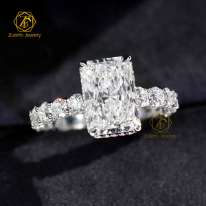 Anello di Fidanzamento e Matrimonio Personalizzato in Oro 14K 18K con Diamante Coltivato in Laboratorio Taglio Radiant 2CT 3CT 5CT D VS1 VVS1 Certificato IGI per Donne - Product Image 2