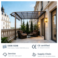 Auvent de balcon extérieur en polycarbonate avec structure en aluminium, résistant aux intempéries, avec auvent imperméable