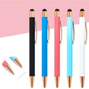 Cheapest Wholesale 2 in 1 Soft Rubber Stylus Metal Ballpoint <b>Pen</b> With Custom Personal Printed Logo for Stationery Gift - Product Image 6