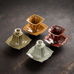 Ensemble tasse et soucoupe à thé en céramique, forme carrée, style zen asiatique, poterie pour le thé de l'après-midi, origine Dehua - Product Image 3