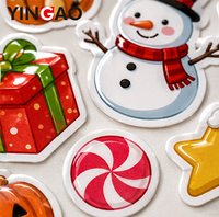 Autocollants résistants aux intempéries, écologiques et durables, découpés sur mesure, mignons, de Noël, en vinyle imperméable, motif sapin de Noël et bonhomme de neige