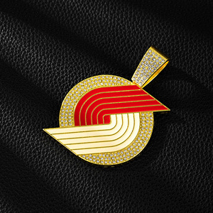 Collier de championnat personnalisé pour équipe de basketball, style Trail Blazers, entièrement serti de zircone cubique, avec chaîne cubaine - Product Image 4