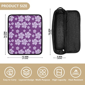 Étui portable pour fer à friser et lisseur, résistant à la chaleur, organiseur de rangement pour outils capillaires, motif fleur hawaïenne violette, sac de voyage pour outils capillaires - Product Image 4