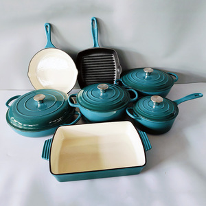 Chảo gang tráng men chống dính đ<span class=keywords><strong>a</strong></span> năng, dùng được cho súp, hầm, xào, nồi đất, bộ dụng cụ nấu ăn bằng gang, khuyến mãi nóng - Product Image 6