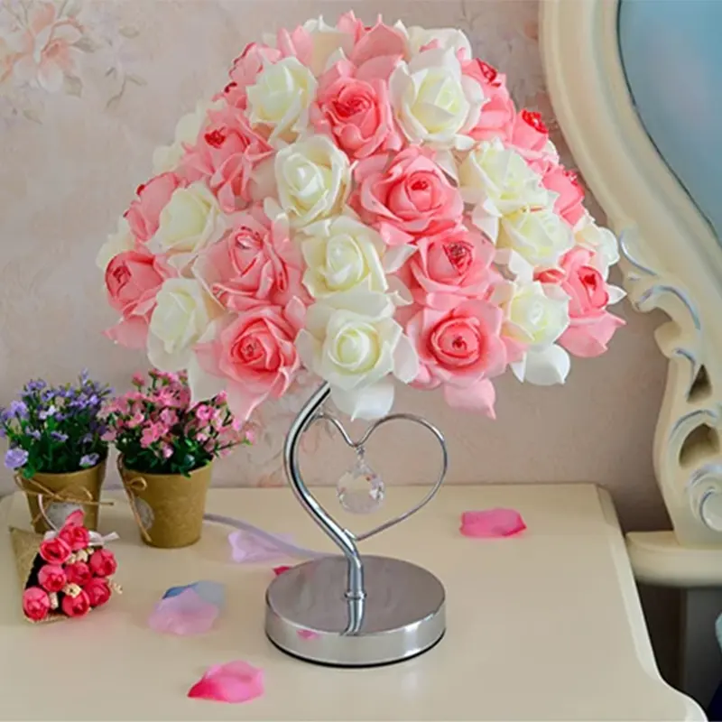 Châu Âu Bảng Đèn Rose Flower LED ánh sáng ban đêm Bàn Cạnh Giường ngủ ánh sáng cho homewedding Đảng trang trí nội thất