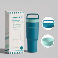 Vaso Térmico Everich de 20oz con Recubrimiento en Polvo, Tapa y Asa, Botella de Agua, Taza Personalizada