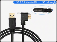 Câble adaptateur USB 3.0 vers Micro-B avec connecteur coudé à 90 degrés, conducteur en cuivre pur, transfert de données haute vitesse