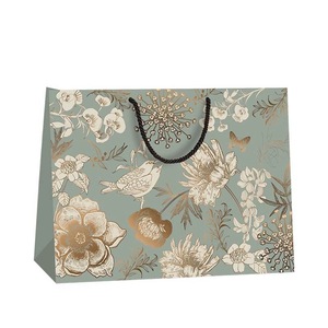 Bolsa de Regalo Blanca <span class=keywords><strong>Retro</strong></span> con Estampado Floral de Aves, Bolsa de Compras de Alta Gama, Papel Grueso, Personalizable - Product Image 1