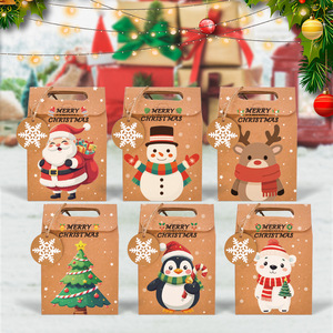 Bolsa de Regalo al por Mayor para Dulces, Galletas y Bocadillos, 24 Unidades/Set, Decoración Navideña para el Hogar, Caja de Regalo de Papel Kraft con Asa - Product Image 1