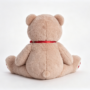 Customized Brown teddy bear with <b>red</b> <b>bow</b>, Heart paw teddy bear, Sitting teddy bear stuffed animal - Product Image 5