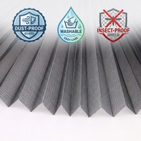 Moustiquaire pliante en polyester noir/gris pour fenêtre, anti-insectes, type accordéon, pour ventilation
