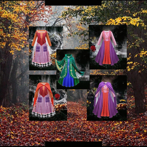Costume de <span class=keywords><strong>sorcière</strong></span> pour filles Hocus Pocus 2, robe d'Halloween, perruque, cape, polyester, sœurs Sanderson, inspiré de la série TV et du film - Product Image 2