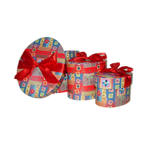 Kotak Kado Oval dari Karton Kustom Pabrik, Kotak Kertas Kosong untuk Cokelat, Kotak Bunga dengan Pita