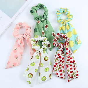 Élastiques à cheveux en coton pelucheux avec nœud papillon et ruban floral, 12 cm, décontractés - Product Image 3