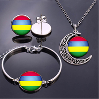 100 modèles drapeau de l'île Maurice carte porte-clés anneau bouton de manchette pince à cravate collier Bracelet boucles d'oreilles République De Maurice ensemble de bijoux