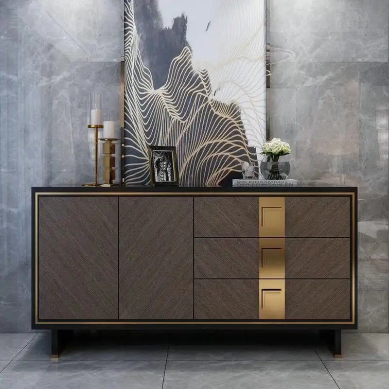Lusso moderno in metallo maniglia di legno buffet armadio credenza per living room furniture