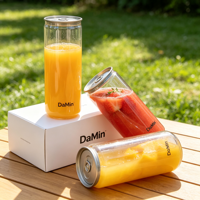Boîte en PET transparente durable de 330 ml pour boissons énergisantes, emballage de boissons, pot en plastique avec couvercle en aluminium et bouchon en aluminium