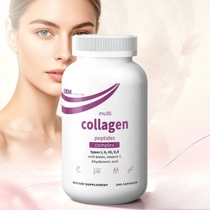 Capsules de collagène multi-sources à marque privée OEM avec biotine et vitamines hydratées, types I, II, III, V, X - Bovins nourris à l'herbe, sans OGM - Product Image 1
