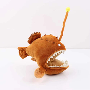 U770 10นิ้วปลาสีน้ำตาลยัดไส้สัตว์ของเล่นที่มีความสมจริงคมฟันคนตกปลาน่าเกลียดสัตว์ทะเลของเล่นยัดไส้ปลาแองเกลอร์ - Product Image 2