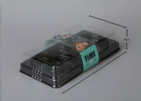 Boîte d'emballage pour beignets à 2 cavités, transparente, jetable, avec couvercle transparent et base noire en plastique PET, contenant alimentaire avec compartiments, vente en gros