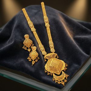 Wholesale Brass 14K 18K 24K Micron Gold Long Fashion Necklaces Traditional Design Necklaces Micron Gold Forming Long Jewelry Set - Product Image 1