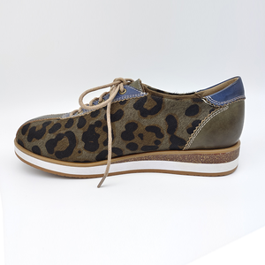 Haute qualité mode femme imprimé léopard en plein air dames en cuir chaussures plates rétro à lacets luxe <span class=keywords><strong>crin</strong></span> femmes chaussures décontractées - Product Image 3