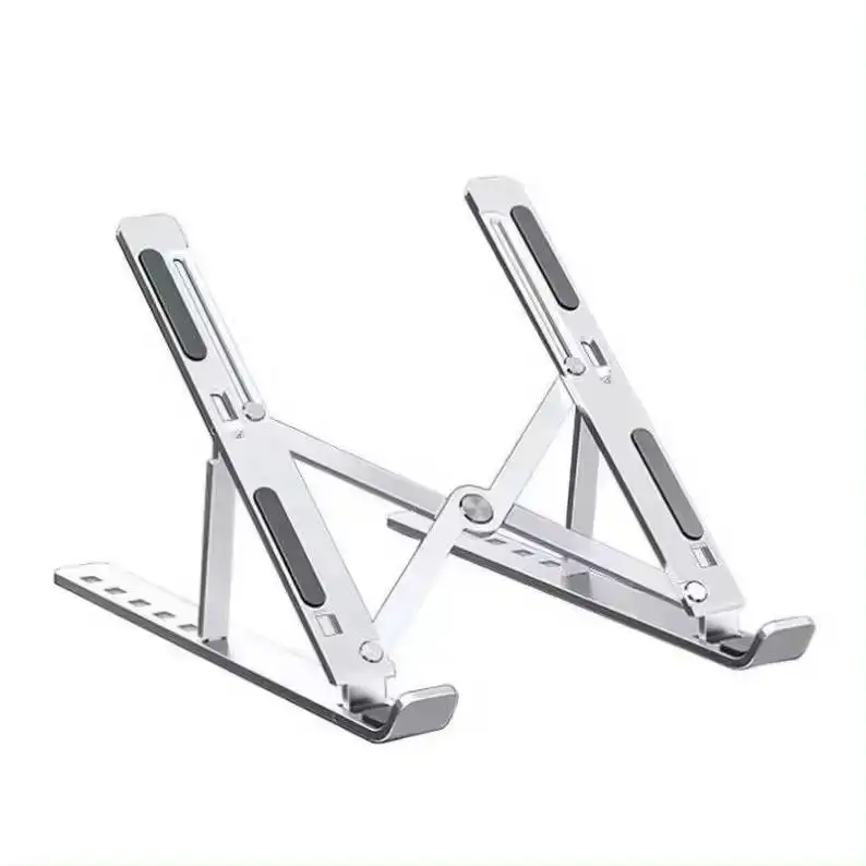 Vente en gros de support d'ordinateur portable de bureau à hauteur de table support d'ordinateur portable en métal portable pliable en aluminium réglable pour lit