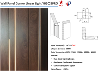 Profilé en aluminium LED pour revêtement de colonne de couloir d'hôtel, coin extérieur, éclairage de guidage à lueur douce YB3002pro-32