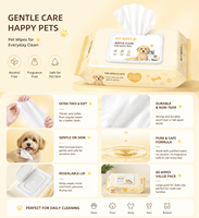 80 lingettes pour animaux de compagnie non tissées, douces, sans alcool, sans parfum, pour nettoyer les pattes, le corps, le visage et les oreilles des animaux