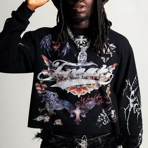 Manufacturer Custom Long Sleeve High Quality Graphic Printed Thermal Knitted Cotton Boxy Fit T-<b>Shirt</b> <b>Waffle</b> <b>Shirt</b> Long Sleeve - Product Image 2