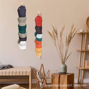 Estante de madera para sombreros, montado en la pared, 42 cm x 6,5 cm, 4 capas, organizador de almacenamiento duradero para exhibir sombreros de sol y boinas - Product Image 2