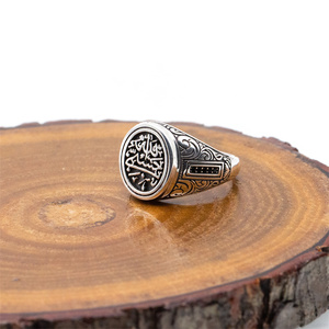 Anello Mano Musulmana da Uomo in Vero Argento Sterling 925 Anelli Vintage Fatti a Mano alla Moda Regalo per Uomo - Product Image 3