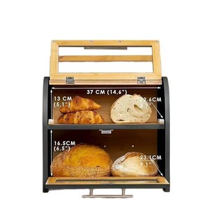 Fiesenya Wooden Bread Box Double Layer 37x23x30cm Acrylic Door Storage For Bread And Pastries Kitchen Use - Product Image 1