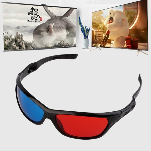 2 PCS Universal Plastic Red Blue 3D Glasses Black Frame 3D Visoin Glass for Dimensional Anaglyph Movie Game DVD Video