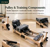 MJD Fitness Factory Grosir Alat Pilates Reformer Lipat dari Kayu Maple Solid, Tempat Latihan Inti Pilates Lipat yang Dapat Disesuaikan