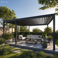 Pergola électrique en aluminium MEIXIN ORLANDO pour hôtel-villa moderne, avec toit en verre trempé plat, idéale pour les projets paysagers au bord de la piscine