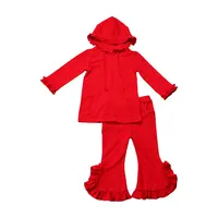 Großhandel Kleinkind Baby Mädchen Weihnachten Outfits Tops Hosen Applikation Rüschen Streifen Kinder Kleidung Set