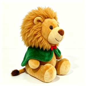 Adorable león dorado de peluche personalizado, león navideño con capa verde, león de peluche suave de dibujos animados, león de peluche abrazable para Navidad - Product Image 5
