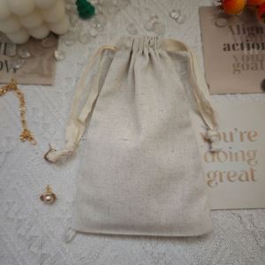 Bolsa de Almacenamiento de Anillos y Pendientes de Algodón Orgánico Personalizada, Bolsa con Cordón de Algodón y Lino Ecológico para Regalos al por Mayor - Product Image 4