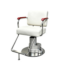 Fauteuil de Barbier Haut de Gamme en Cuir Élégant avec Pompe Hydraulique Professionnelle et Repose-Pieds Amovible pour Salons ; Fauteuil Électrique Inclinable et Pivotant