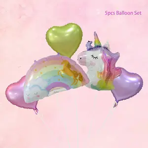 Hengsheng birthday decoration sets party needs helium balloons Rainbow Unicorn Balloon Sets Foil Balloon