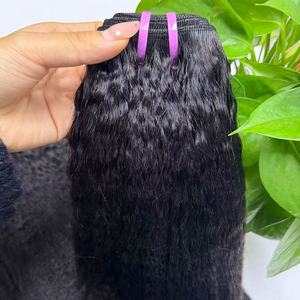 Lots d'extensions de cheveux humains vierges cambodgiens, texture Kinky Straight, double trame machine, perm possible, vente en gros - Product Image 3